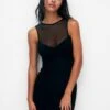 PULL & BEAR With Sheer Detail - Jurk - Black