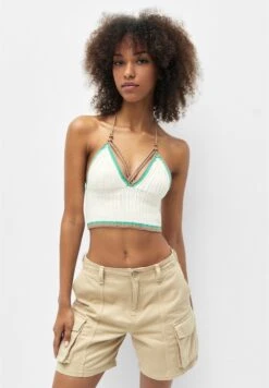 PULL & BEAR Beaded - Top - Camel