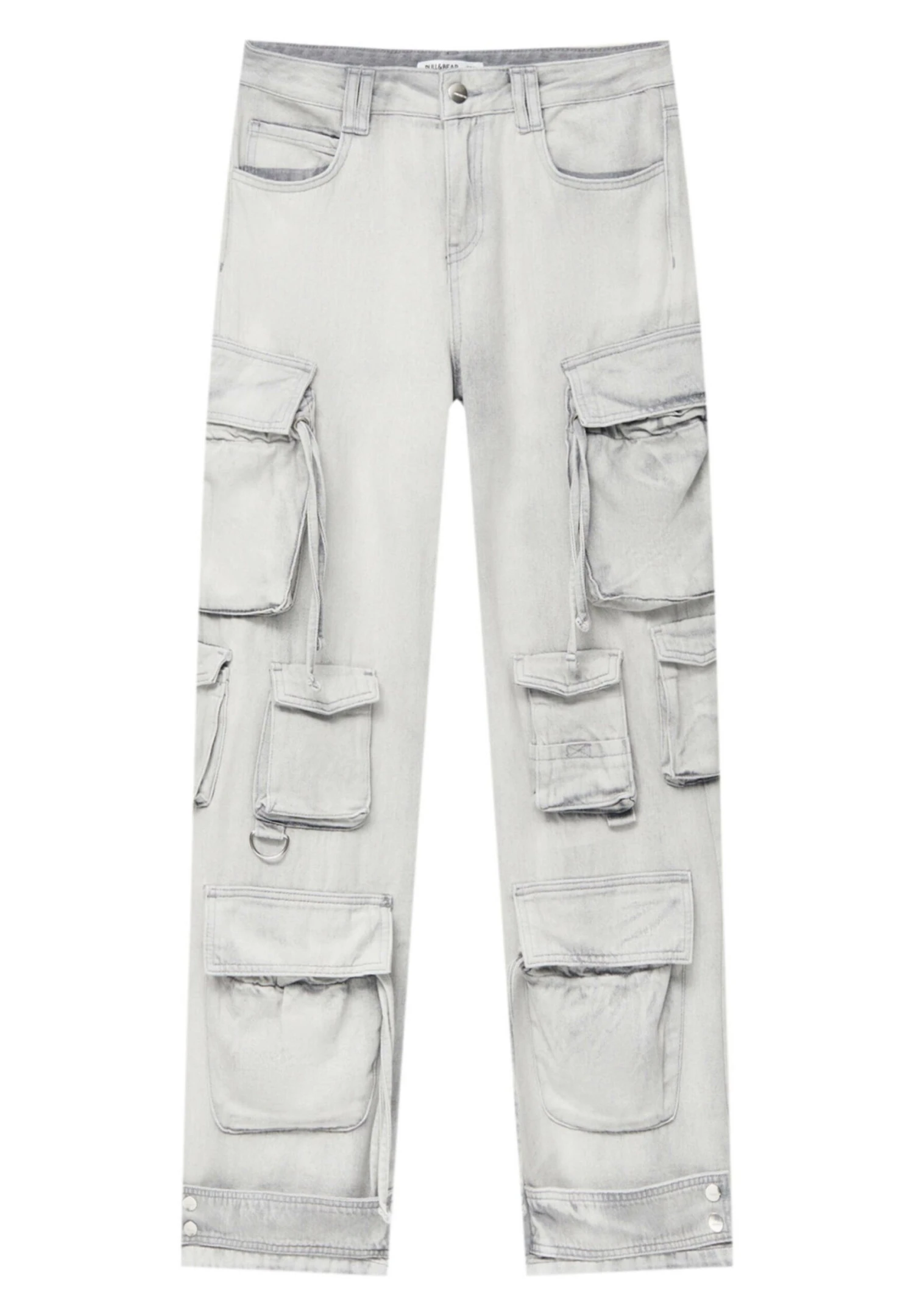 PULL & BEAR With Multiple Pockets - Straight Leg Jeans - Light Grey - Afbeelding 6