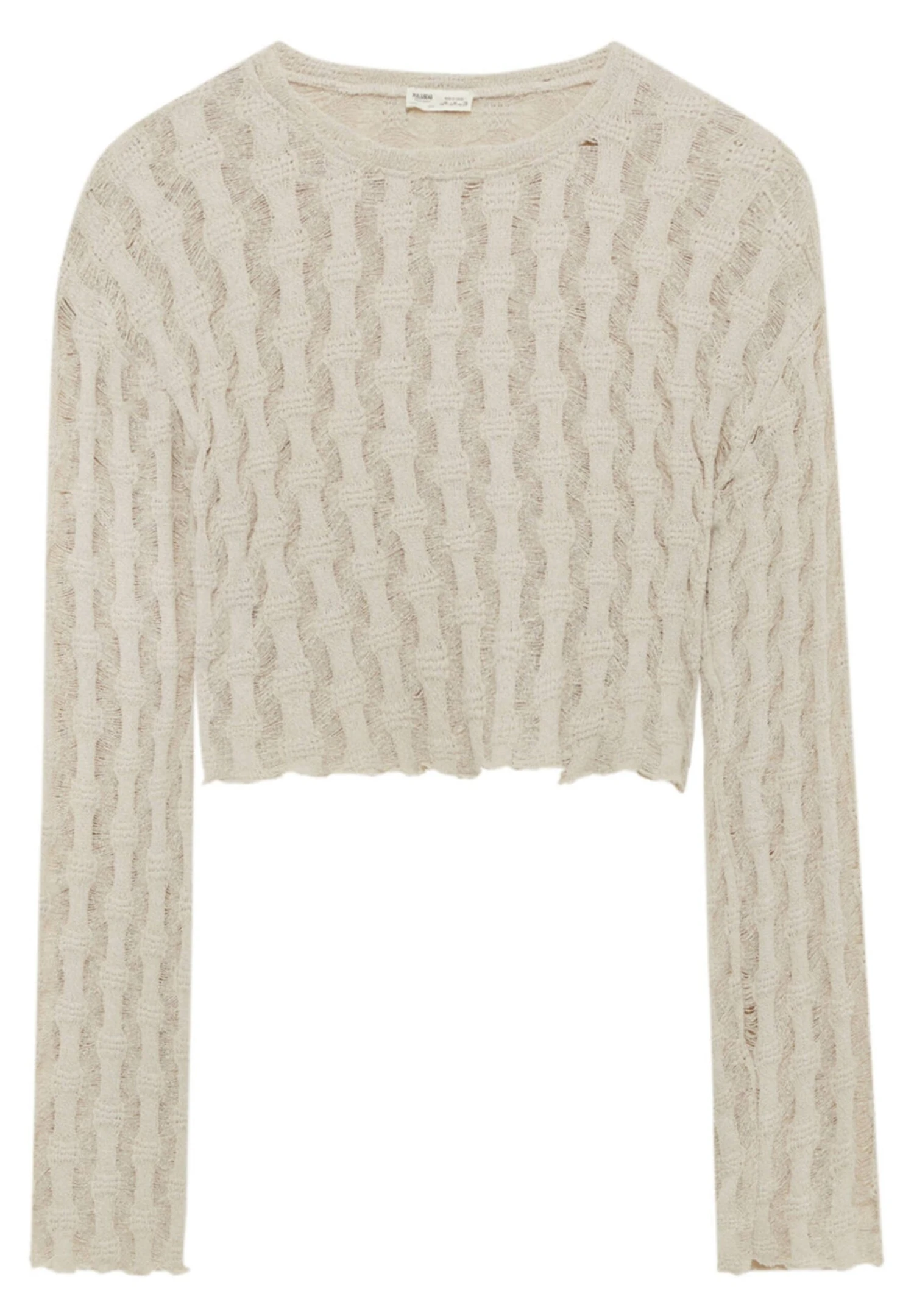 PULL & BEAR Cropped Open - Trui - Stone - Afbeelding 5