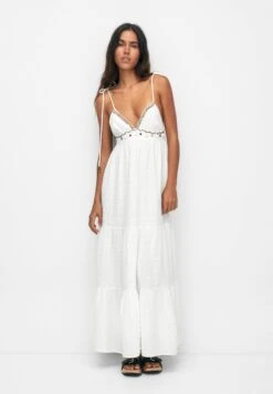 PULL & BEAR Long Seashell - Maxi-Jurk - White