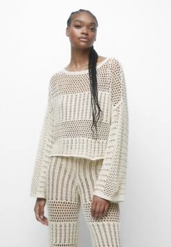 PULL & BEAR Long Sleeve Crochet - Trui - Beige