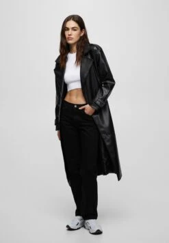 PULL & BEAR Trenchcoat - Mottled Black