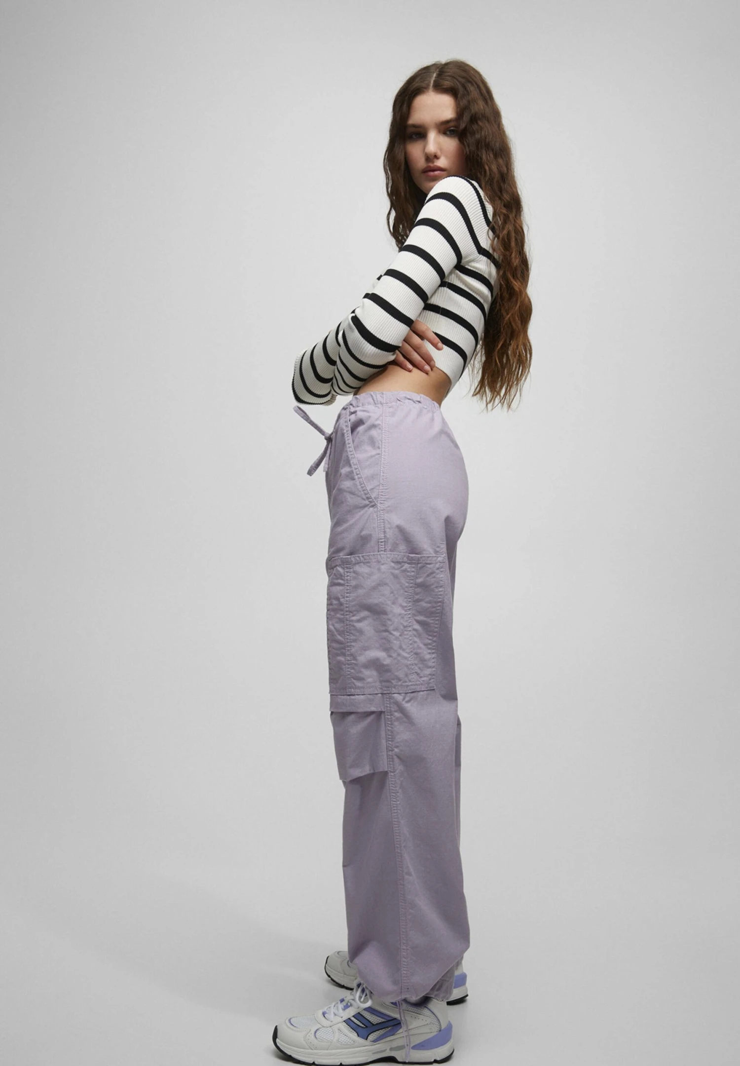 PULL & BEAR Parachute With Pockets - Broek - Lilac - Afbeelding 4