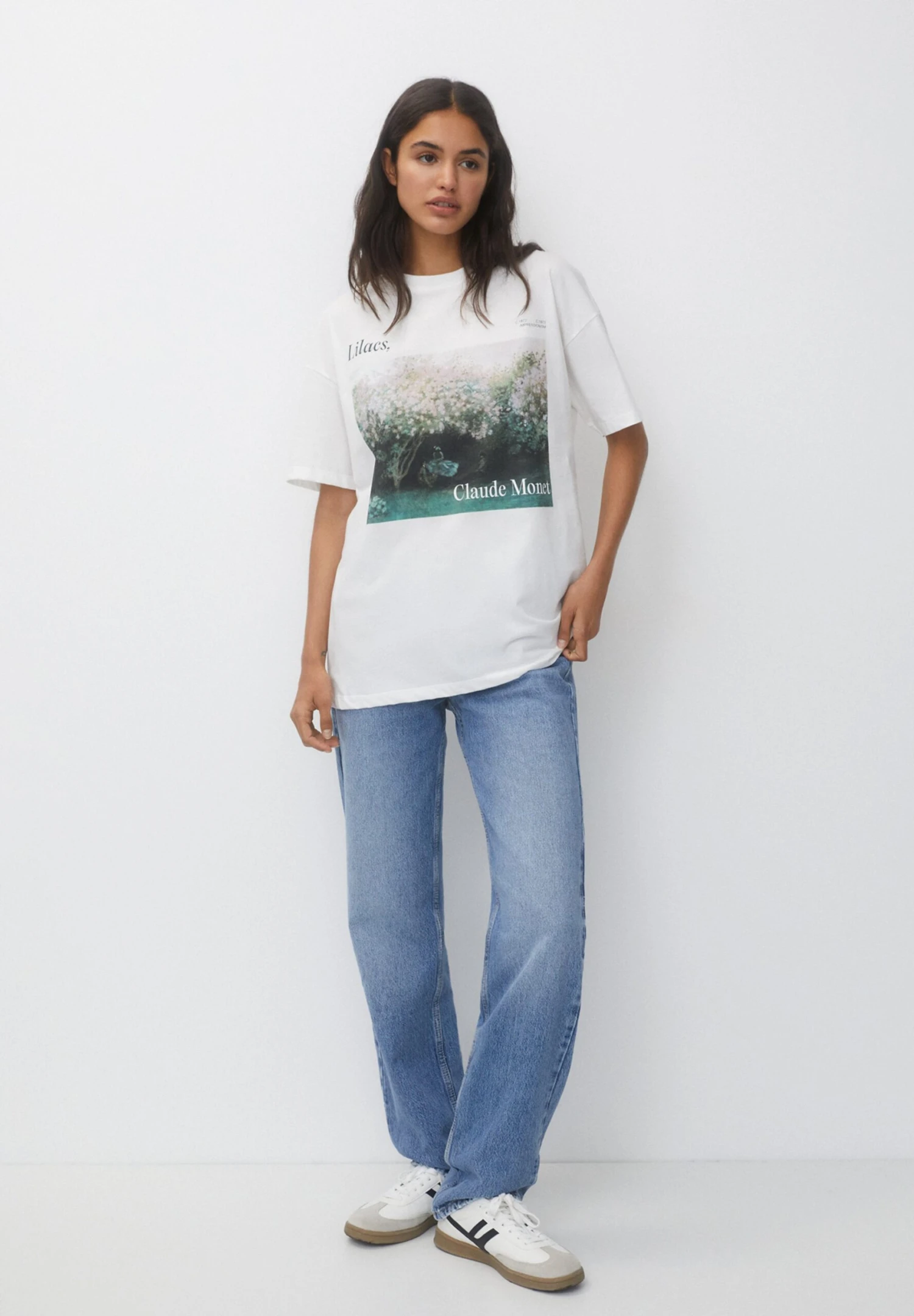 PULL & BEAR Bush Weather Monet - T-Shirt Print - White - Afbeelding 2