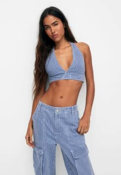 PULL & BEAR Striped Halter - Blouse - Blue