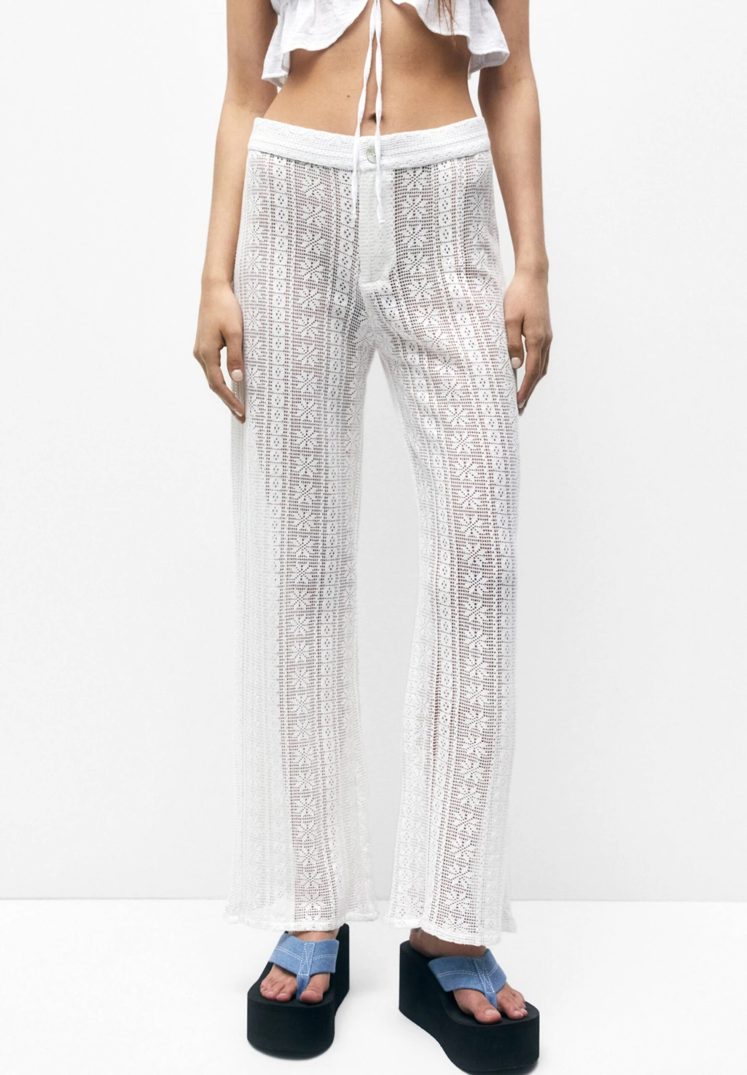 PULL & BEAR Openwork - Broek - White