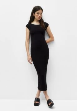 PULL & BEAR Long With Straight Neckline - Maxi-Jurk - Black