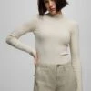 PULL & BEAR Basic Mock NeckWith Slits - Longsleeve - Offwhite