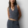 PULL & BEAR Rustic Multiway Surplice- Top - Grey