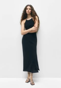 PULL & BEAR Strappy Halter - Maxi-Jurk - Black