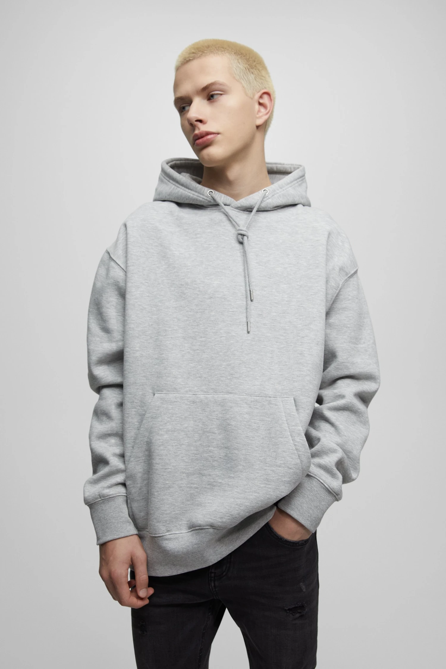 PULL & BEAR Basic - Hoodie - Grey - Afbeelding 2