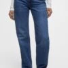 PULL & BEAR High Waist - Straight Leg Jeans - Dark Blue