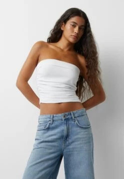 PULL & BEAR With Gathered Detail-Bandeau - Top - White