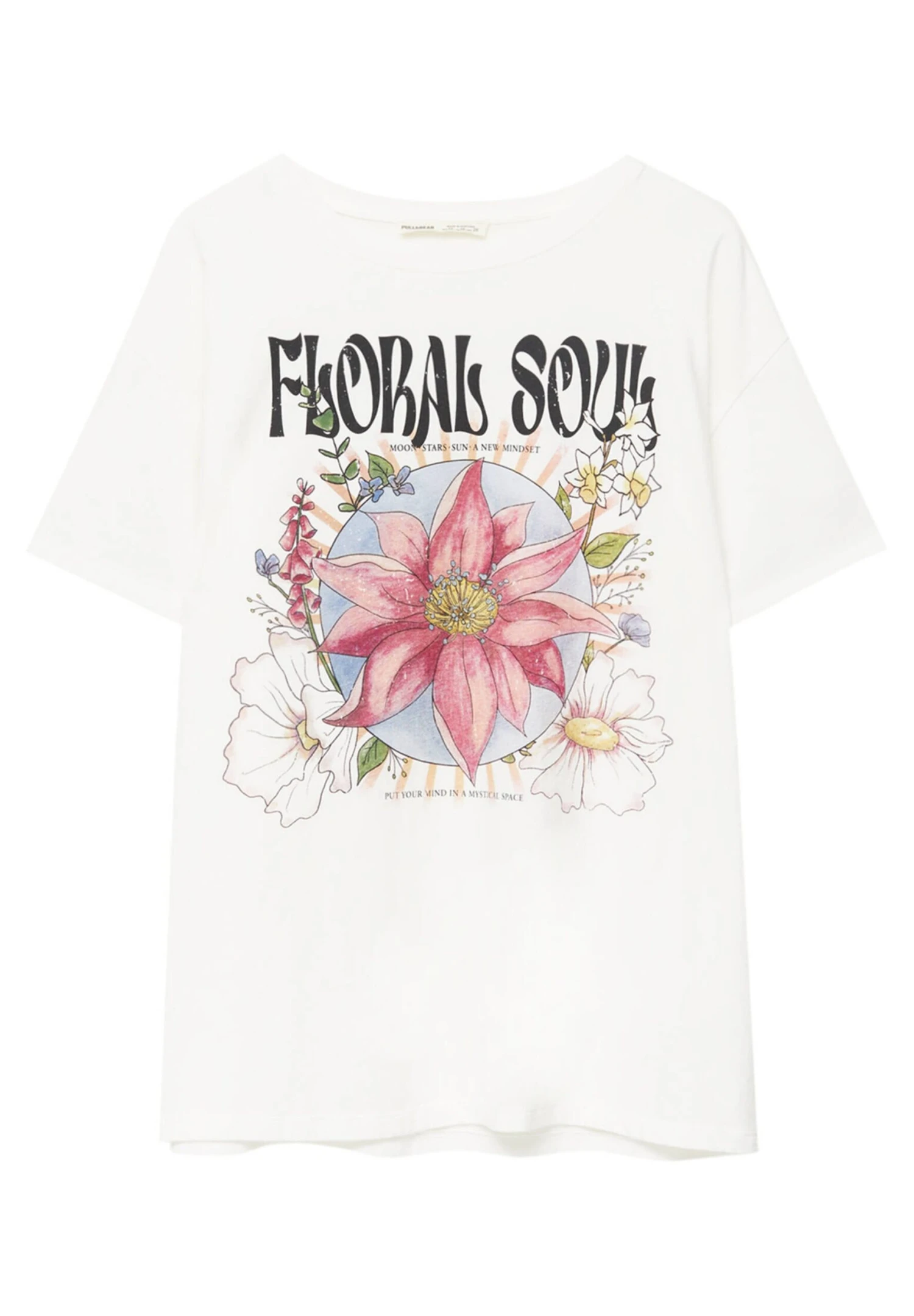 PULL & BEAR Short Sleeve Floral - T-Shirt Print - White - Afbeelding 7