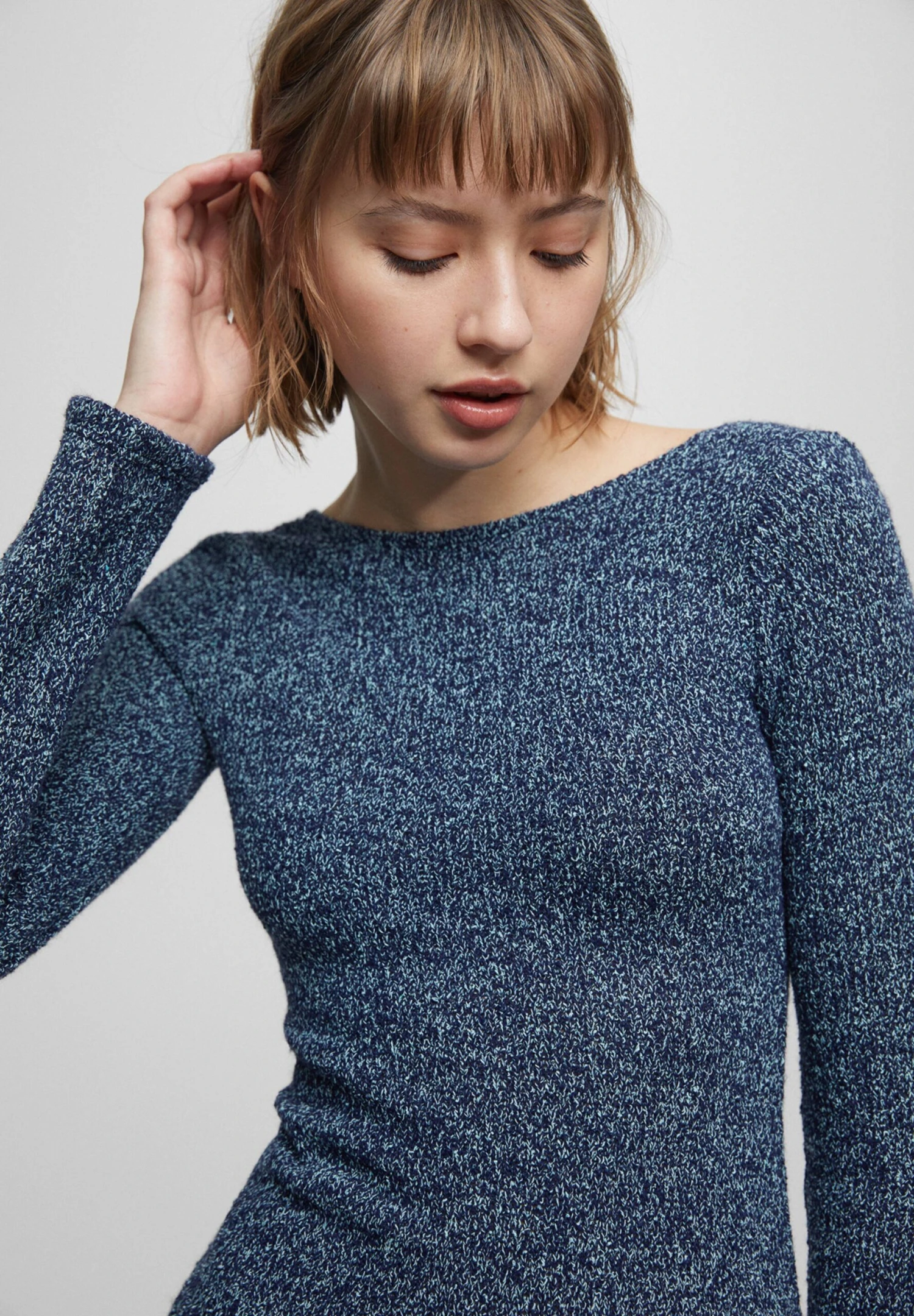 PULL & BEAR Gebreide Jurk - Light Blue - Afbeelding 4