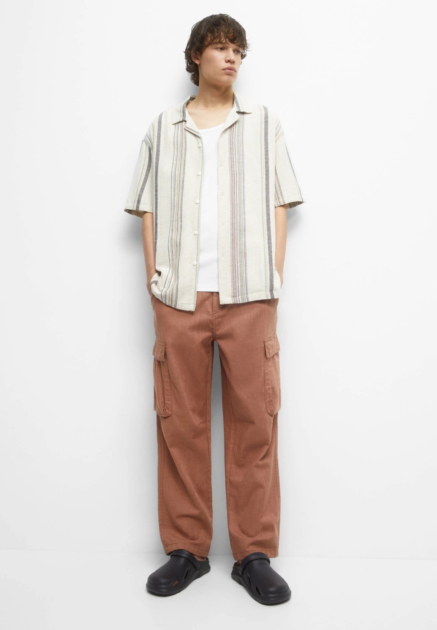 PULL & BEAR Short Sleeve Rustic - Overhemd - Beige - Afbeelding 3