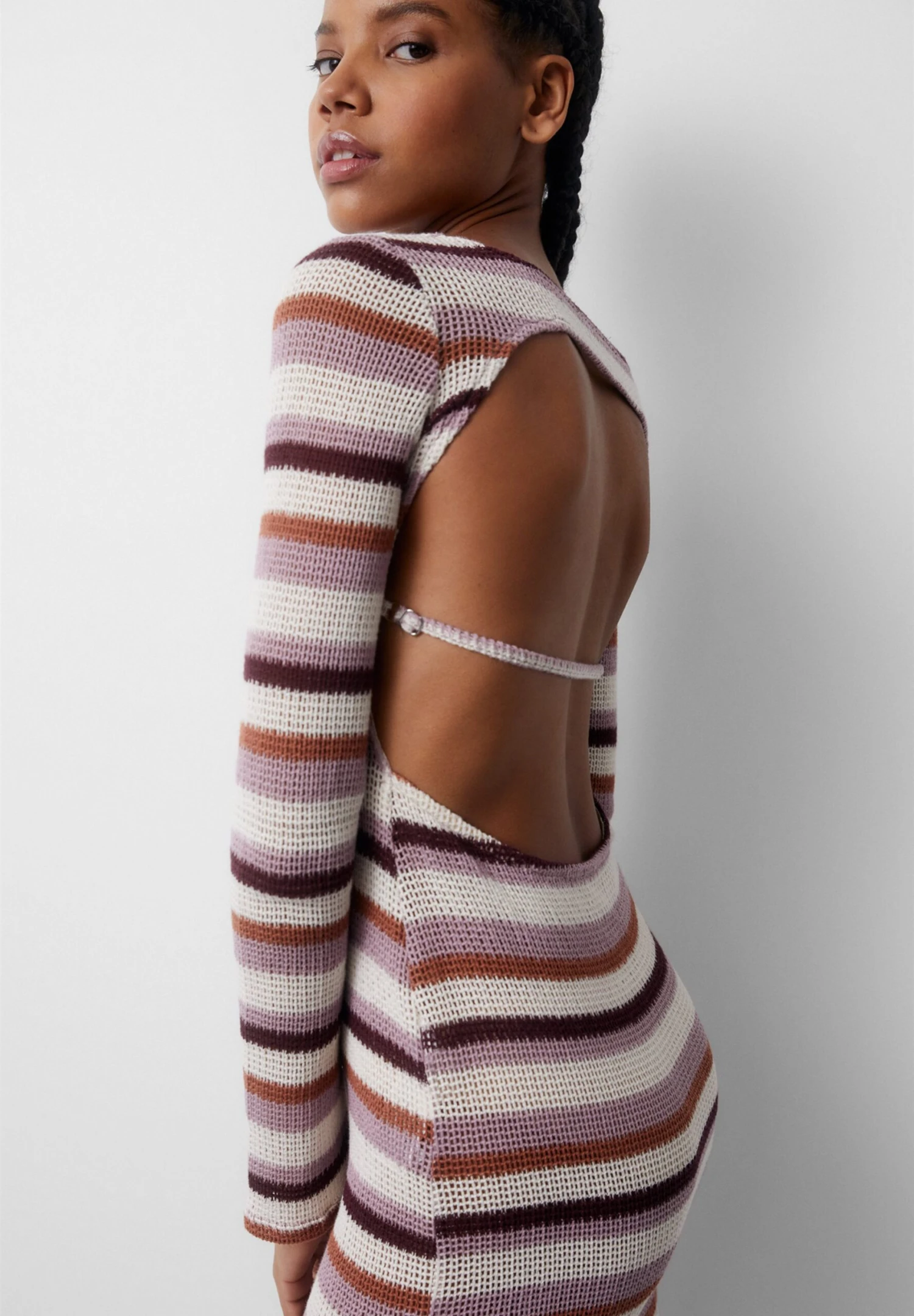 PULL & BEAR Short- Gebreide Jurk - White - Afbeelding 4