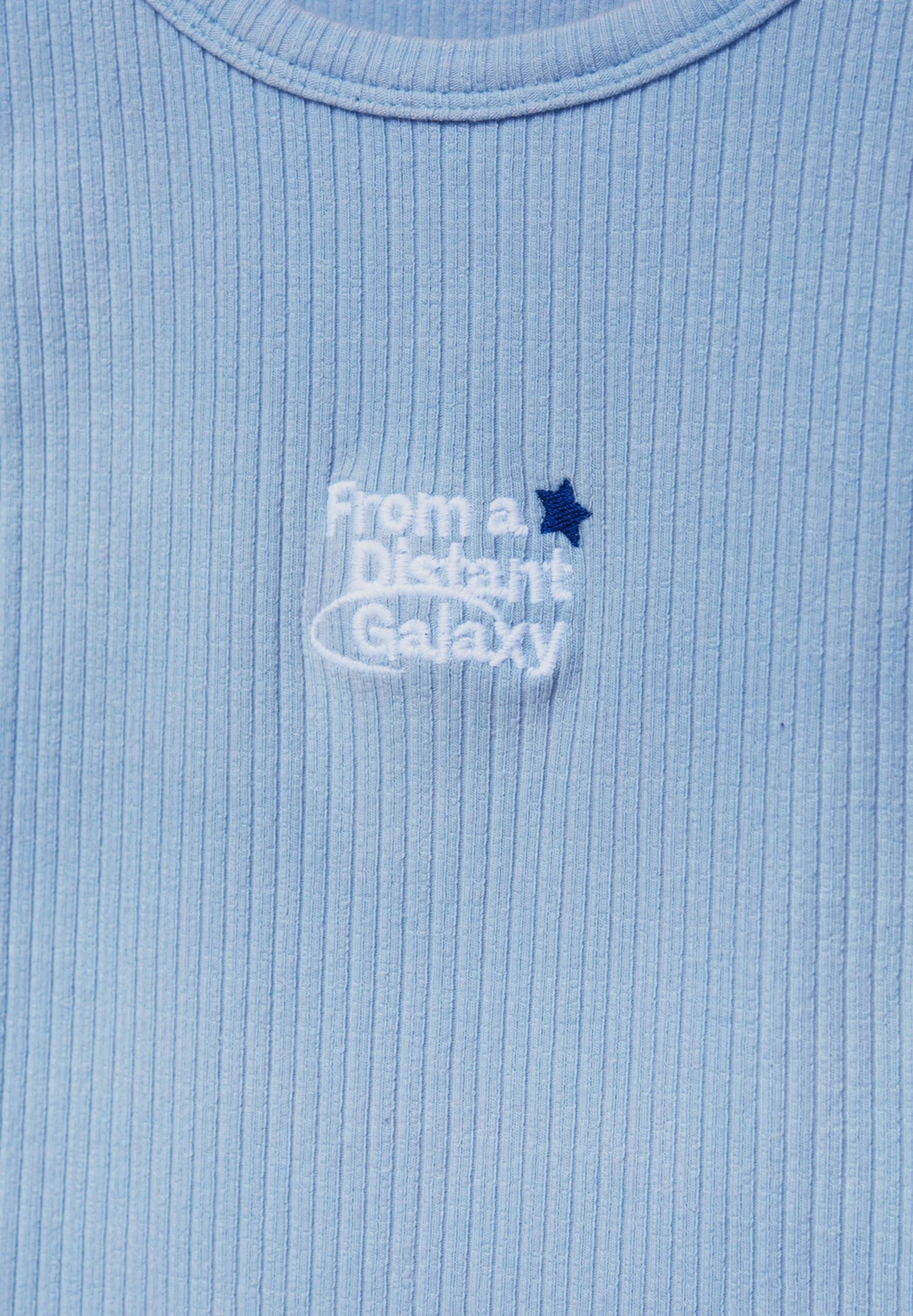 PULL & BEAR Ribbed Tank With Embroidered Slogan - Top - Blue - Afbeelding 5