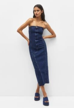 PULL & BEAR Midi- Spijkerjurk - Dark Blue Denim