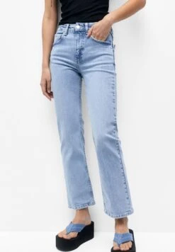 PULL & BEAR Flared High-Waist - Straight Leg Jeans - Blue Denim