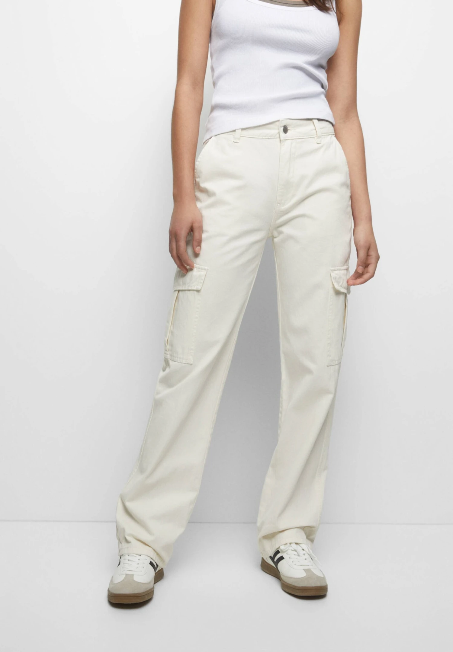 PULL & BEAR Pocket- Cargobroek - Off White