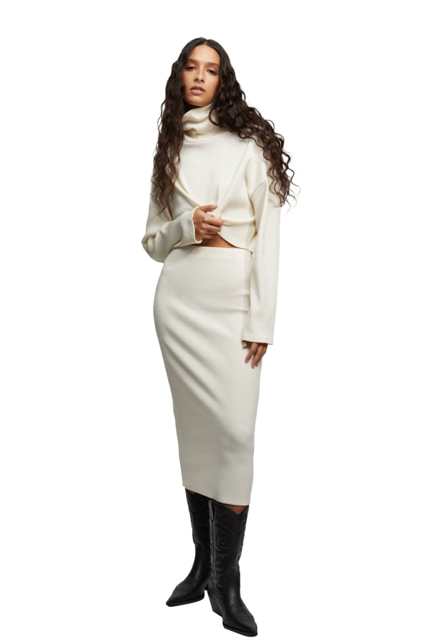 PULL & BEAR Kokerrok - Mottled Beige - Afbeelding 5