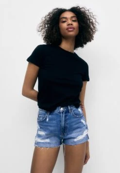 PULL & BEAR Mom-Fit - Jeansshort - Blue Denim