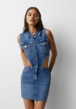 PULL & BEAR With Cut-Out Detail - Spijkerjurk - Blue Denim
