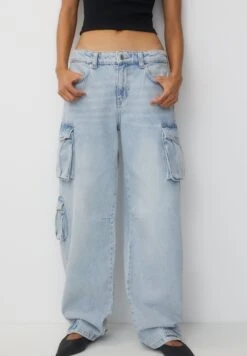 PULL & BEAR Adjustable Hems - Straight Leg Jeans - Light Blue Denim