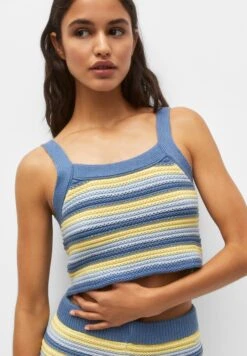 PULL & BEAR Striped Crochet Crop - Top - Blue