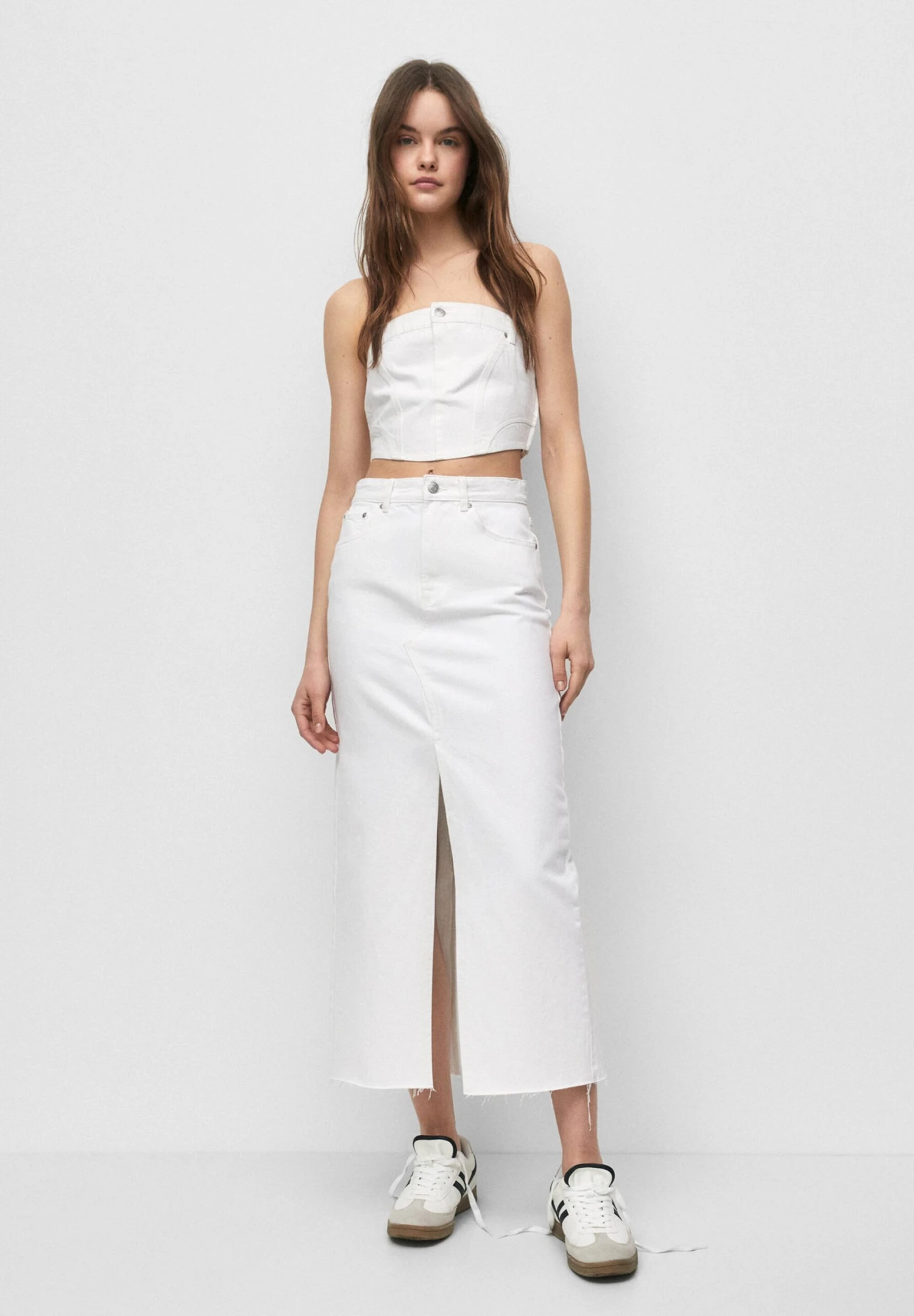 PULL & BEAR Long Denim Skirt - Kokerrok - White - Afbeelding 2