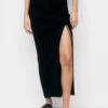 PULL & BEAR Midi With Slit - Kokerrok - Black