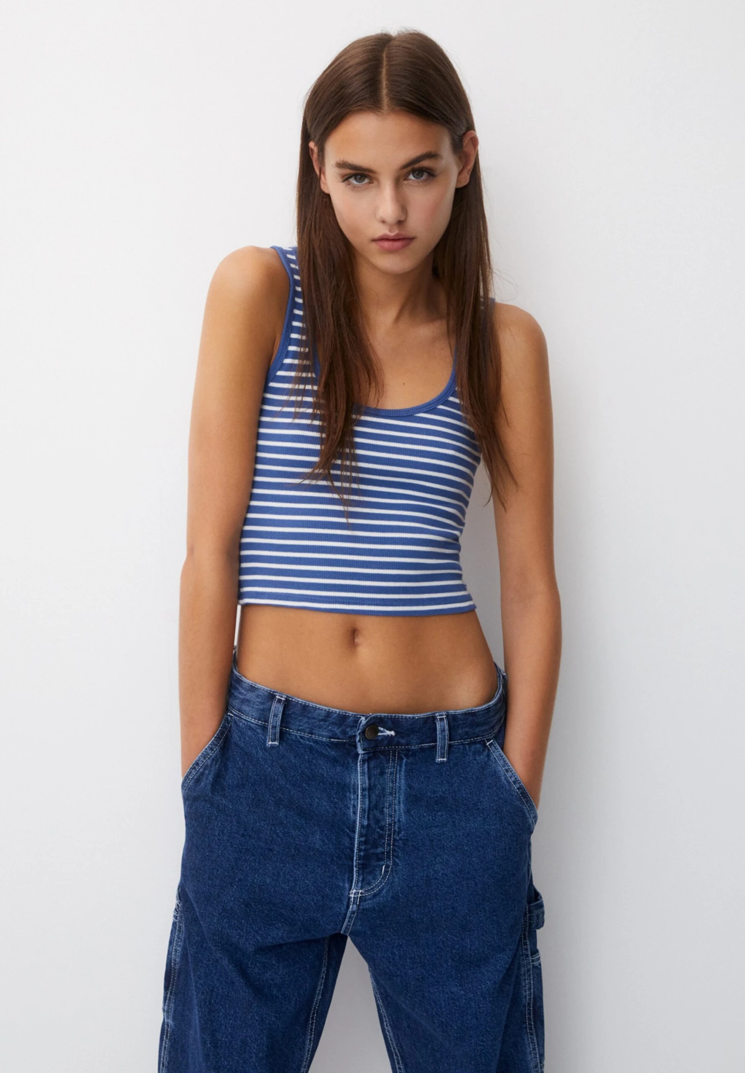 PULL & BEAR Basic Striped - Top - White