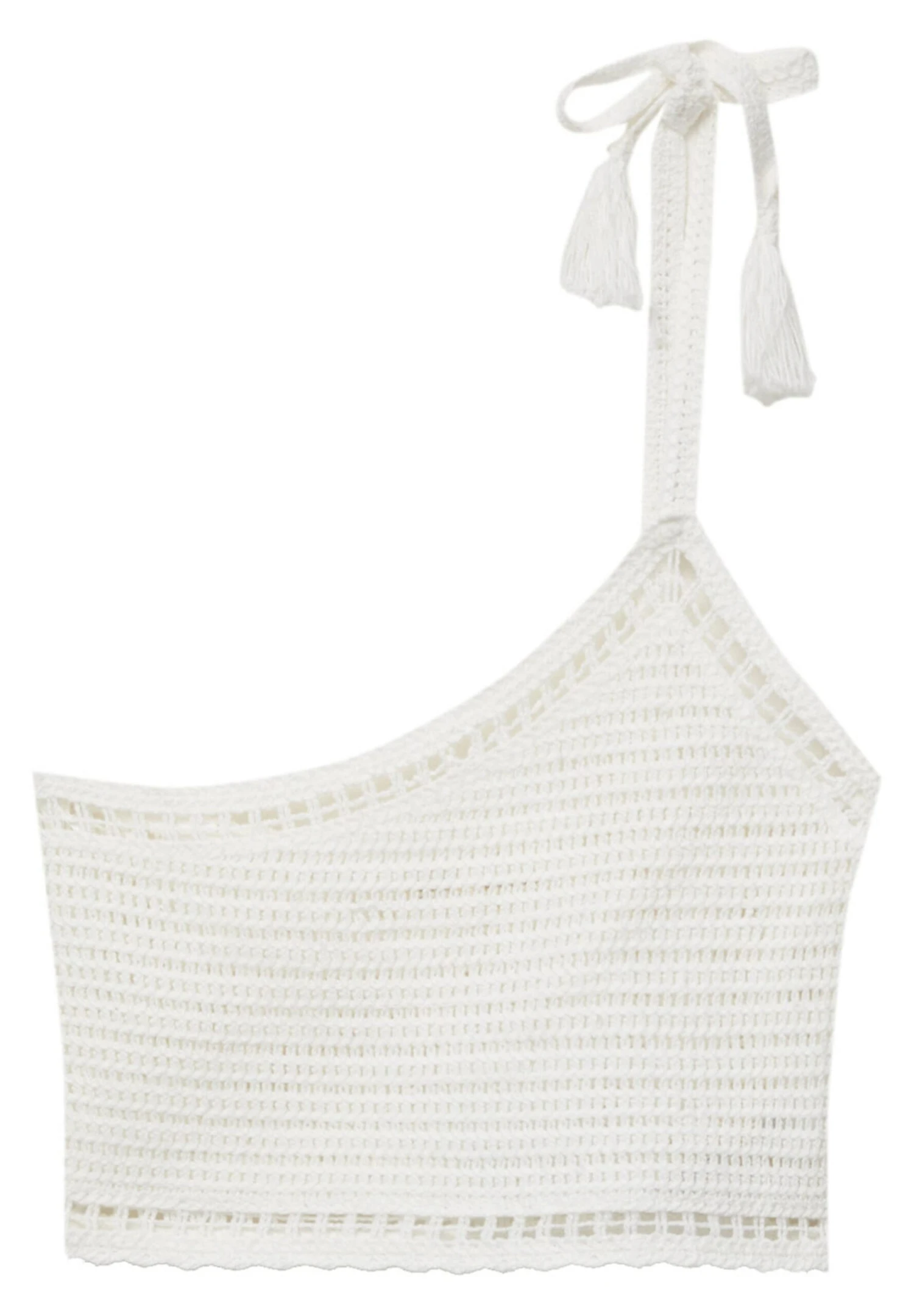 PULL & BEAR Asymmetric Crochet Crop With Tassels - Top - Beige - Afbeelding 5