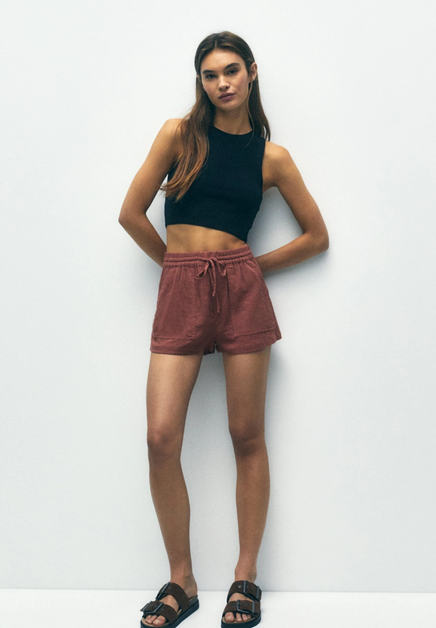 PULL & BEAR Flowing With Pockets - Shorts - Light Brown - Afbeelding 5