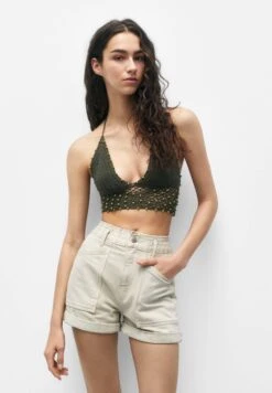 PULL & BEAR Paperbag - Jeansshort - Sand