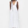 PULL & BEAR V-Neck- Maxi-Jurk - White