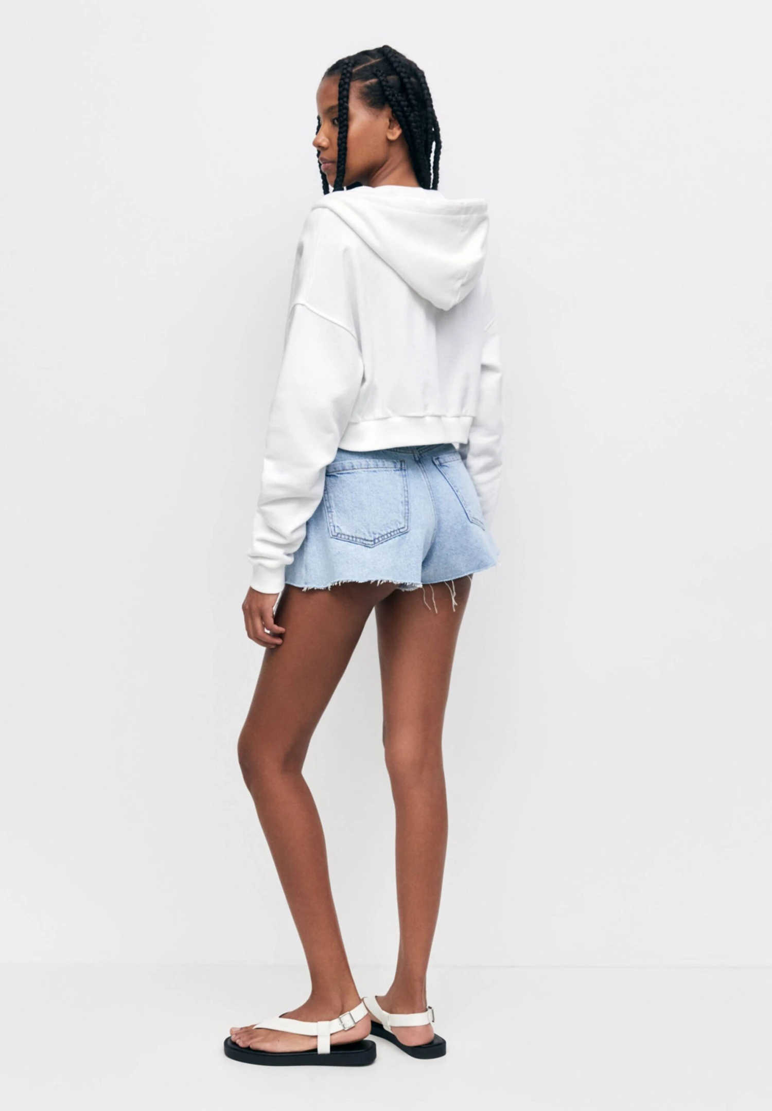 PULL & BEAR Cropped - Sweater Met Rits - White - Afbeelding 3