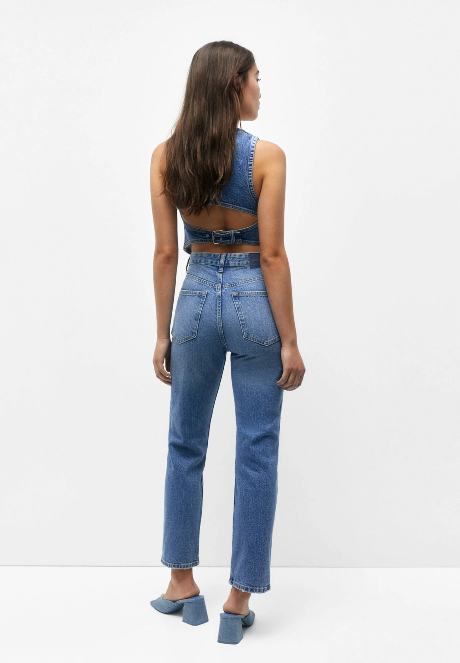 PULL & BEAR High Waist - Straight Leg Jeans - Blue Denim - Afbeelding 3