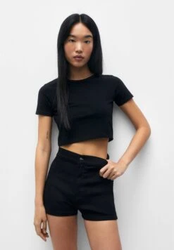 PULL & BEAR High-Waist- Jeansshort - Black