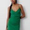 PULL & BEAR Short With Surplice Neckline - Etui-Jurk - Green