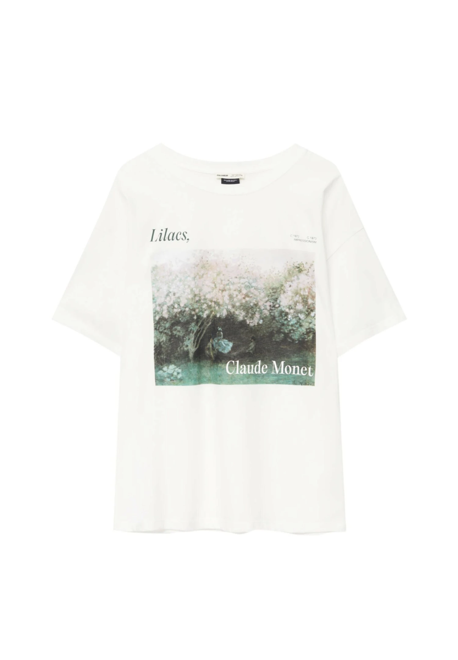 PULL & BEAR Bush Weather Monet - T-Shirt Print - White - Afbeelding 5