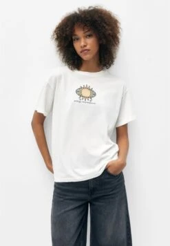 PULL & BEAR Short Sleeve - T-Shirt Print - White