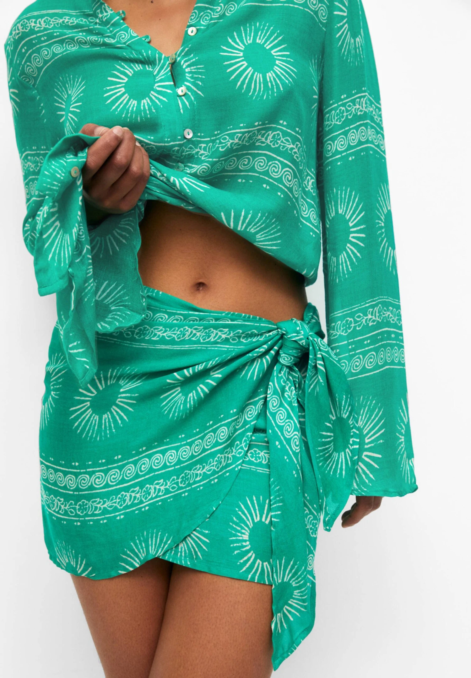 PULL & BEAR Printed - A-Lijn Rok - Green - Afbeelding 4