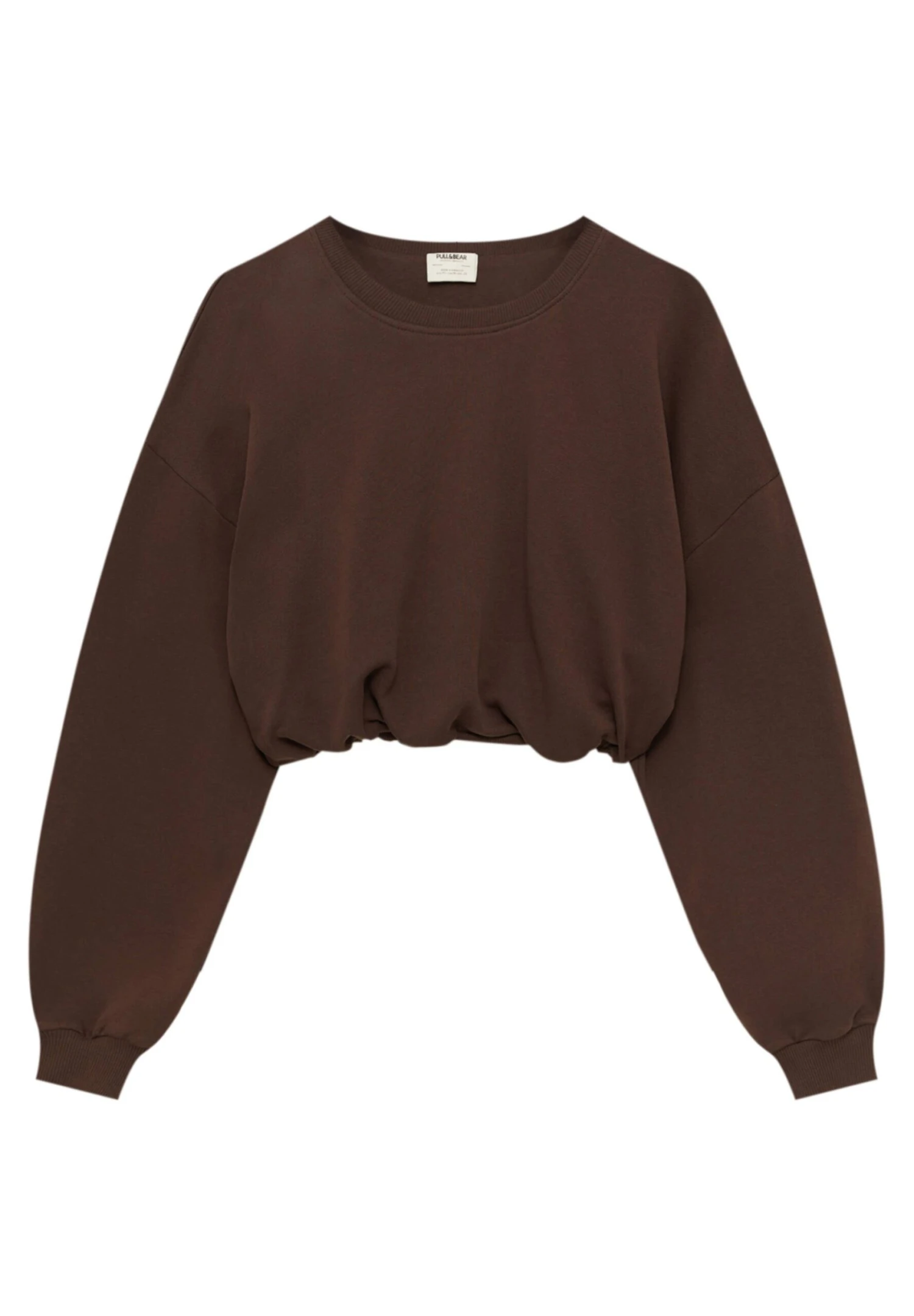 PULL & BEAR Cropped With Elastic Hem - Sweater - Mottled Brown - Afbeelding 6