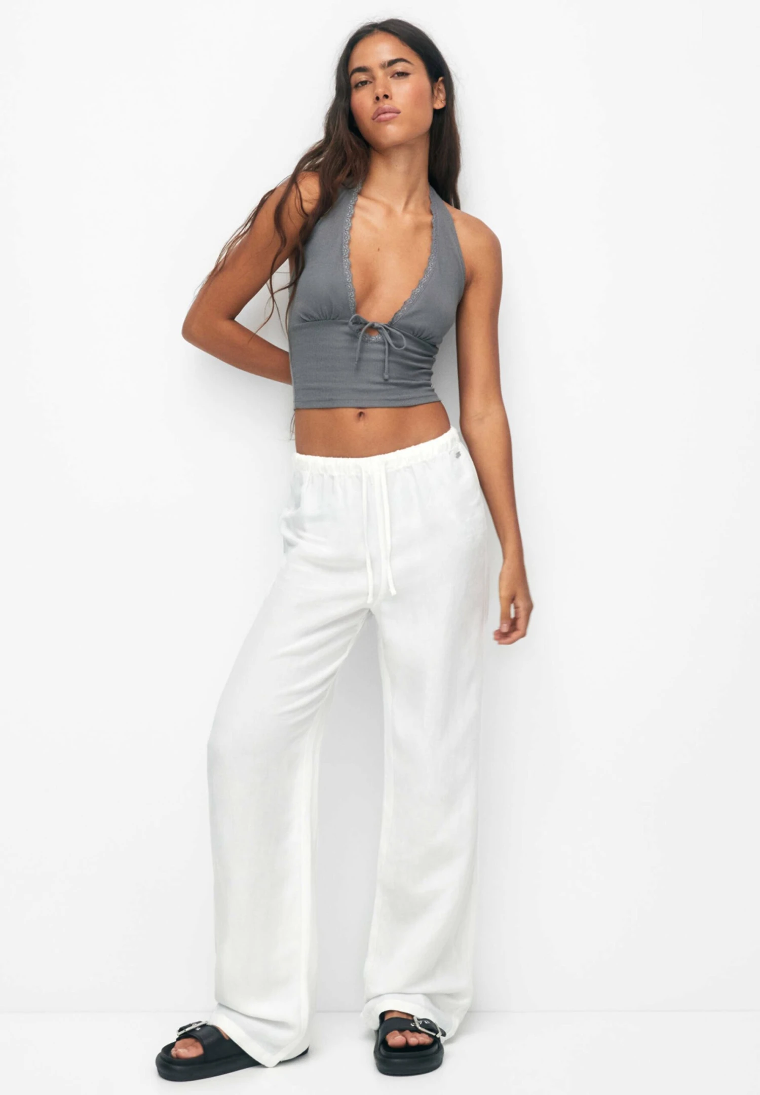PULL & BEAR Flowing Faded - Broek - White - Afbeelding 2
