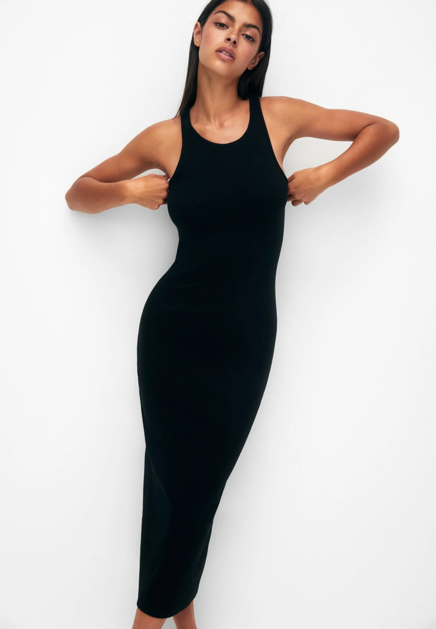 PULL & BEAR Sleeveless Fitted Midi- Jurk - Black - Afbeelding 4