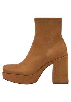 PULL & BEAR Enkellaarsjes Met Plateauzool - Brown