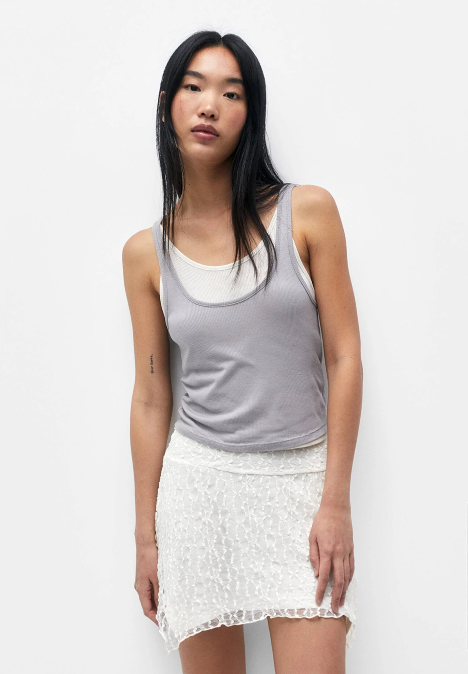 PULL & BEAR Double Layer Strappy - Top - Beige